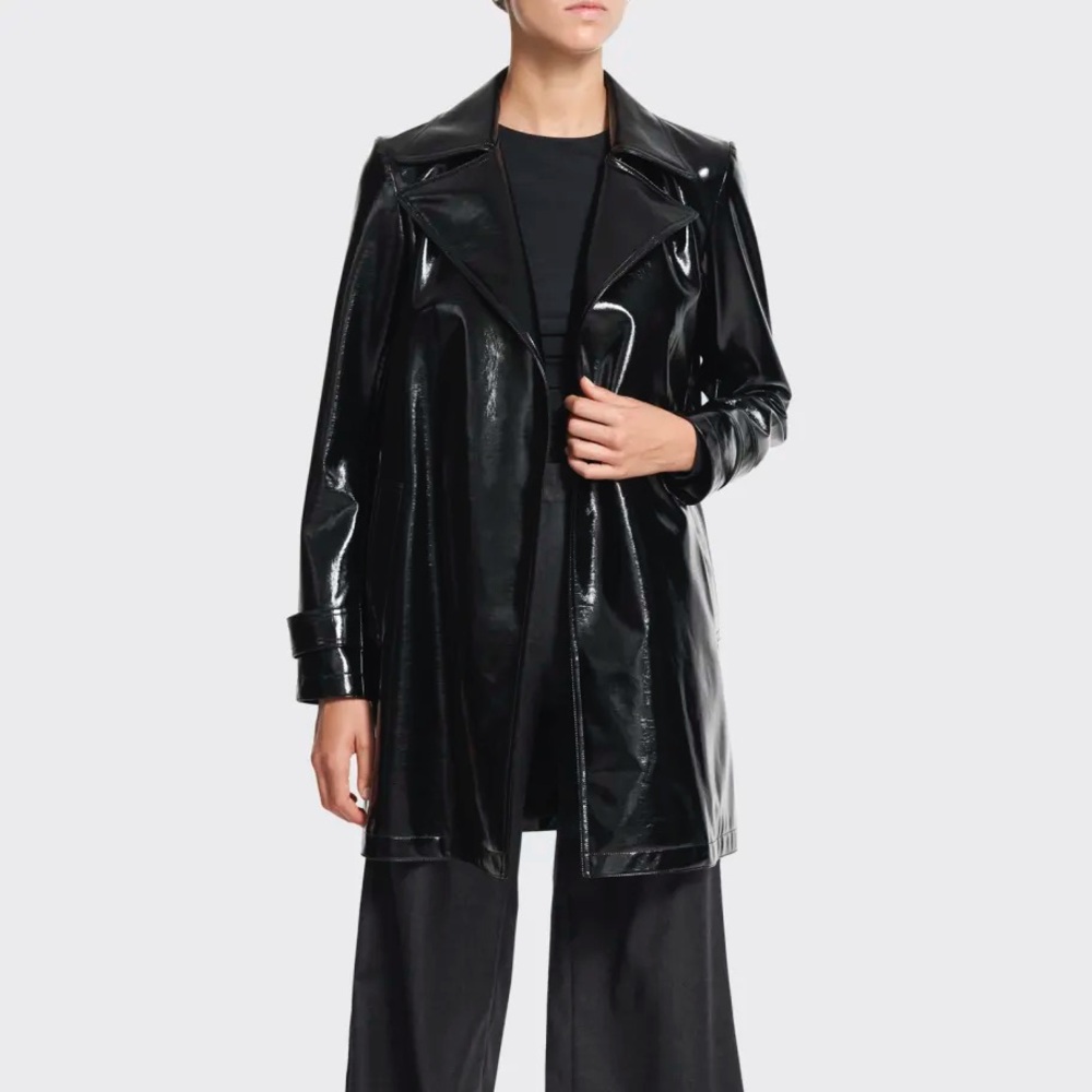 Theory Oaklane Short Patent Leather Trench
